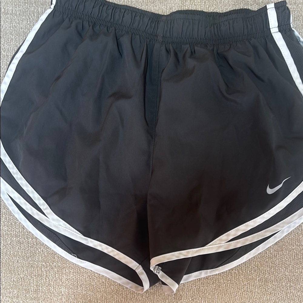 Nike Black and White Athletic Shorts with Tempo Style